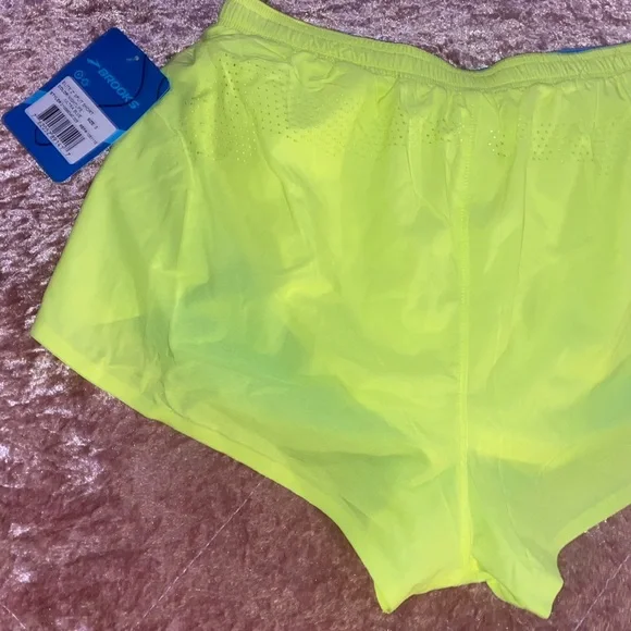 Brooks Women's Blue and Yellow Running Shorts - Picture 6 of 7